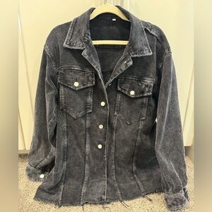 Corduroy distressed shirt jacket